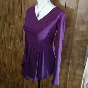 Purple Long Sleeve Flowey Top -Small